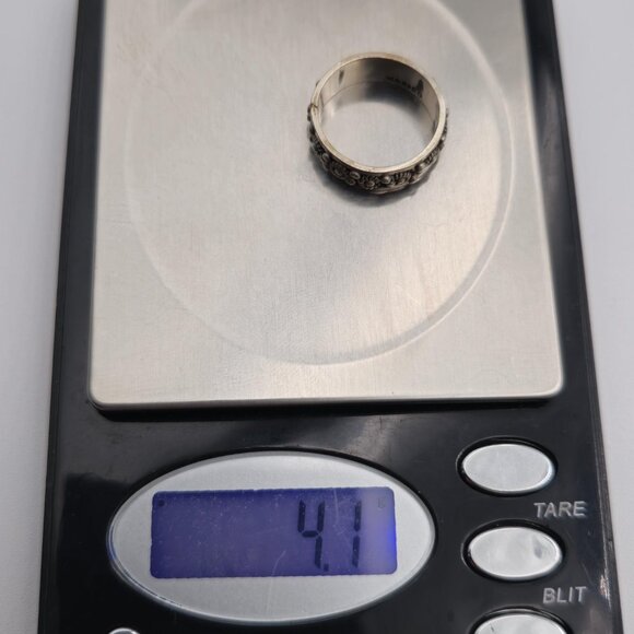 Size 7 Sterling Silver Tarnished Mexico Flower Style Ring A2536 - Picture 8 of 8